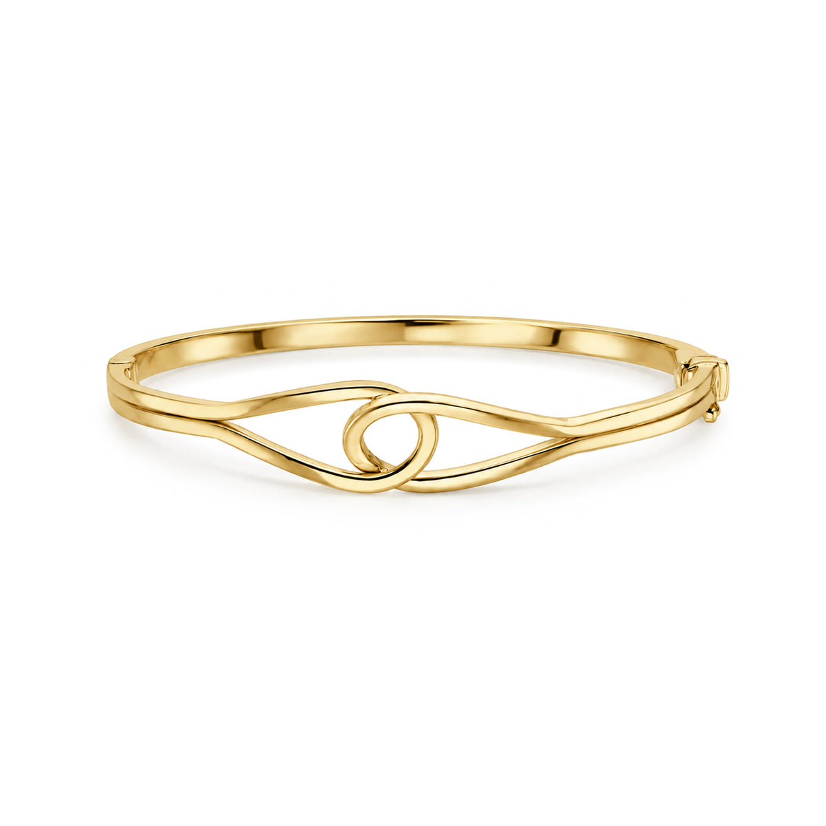 9ct Yellow Gold Polished Stirrup Hollow Hinged Bangle