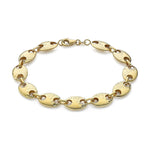 9ct Yellow Gold Puffed Half Diamond Cut Mariner Link Bracelet — 8.5mm