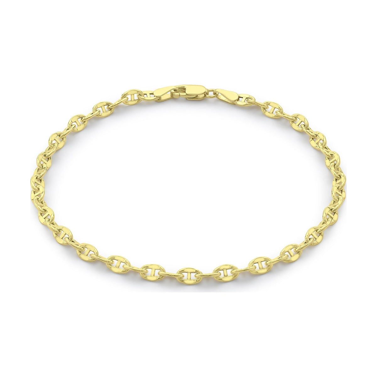 9ct Yellow Gold Puffed Mariner Link Bracelet — 3.3mm