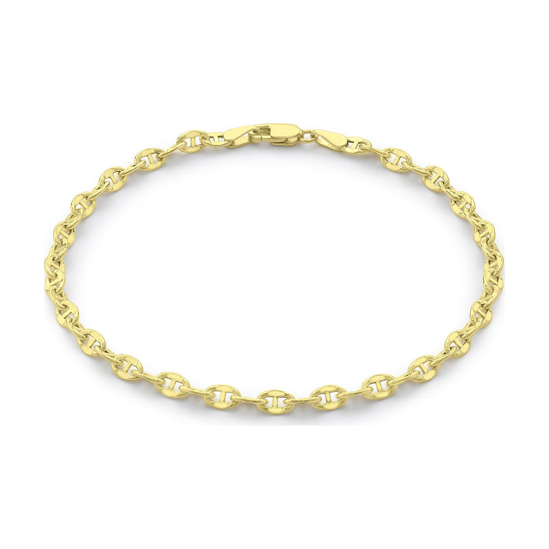 9ct Yellow Gold Puffed Mariner Link Bracelet — 3.3mm