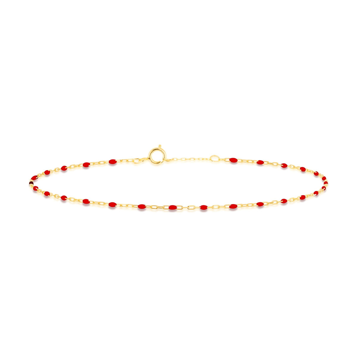 9ct Yellow Gold Red Enamel Mini Paperchain Bracelet
