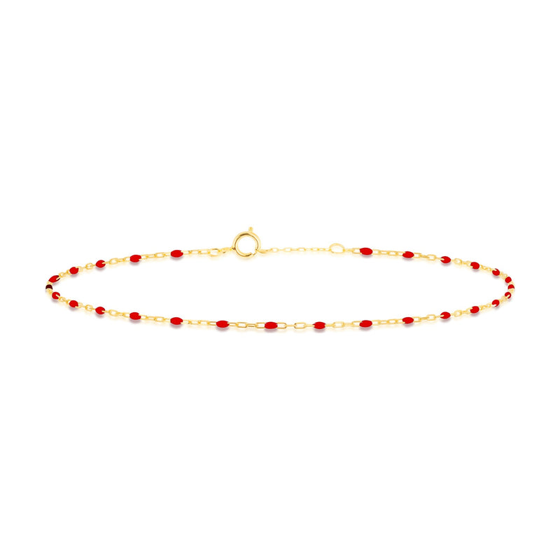 9ct Yellow Gold Red Enamel Mini Paperchain Bracelet