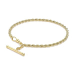 9ct Yellow Gold Rope Albert T-Bar Bracelet — 3.2mm