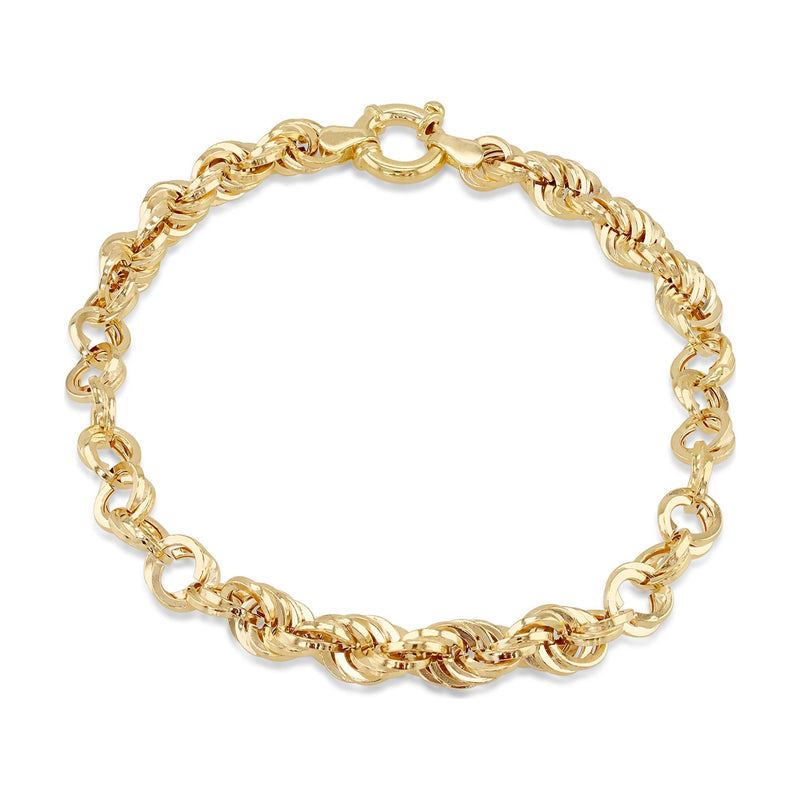 9ct Yellow Gold Rope and Circle Link Bracelet
