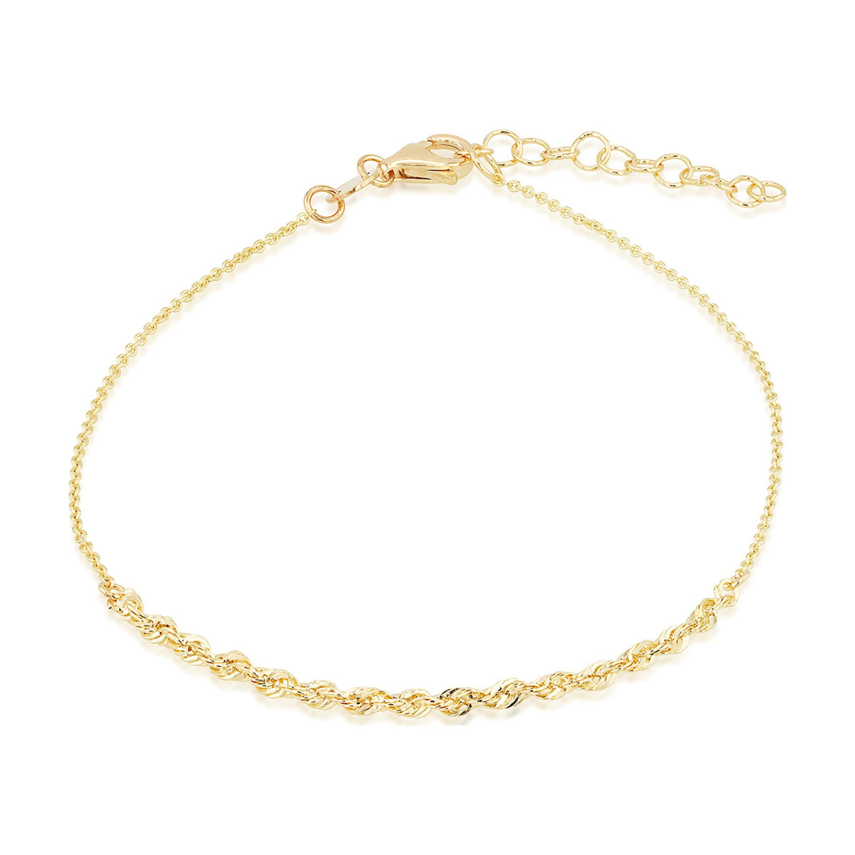 9ct Yellow Gold Rope and Trace Adjustable Bracelet