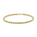 9ct Yellow Gold Rope Chain Bracelet — 2.6mm
