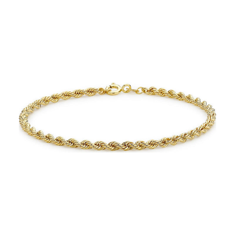 9ct Yellow Gold Rope Chain Bracelet — 2.6mm