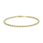 9ct Yellow Gold Rope Chain Bracelet — 2mm