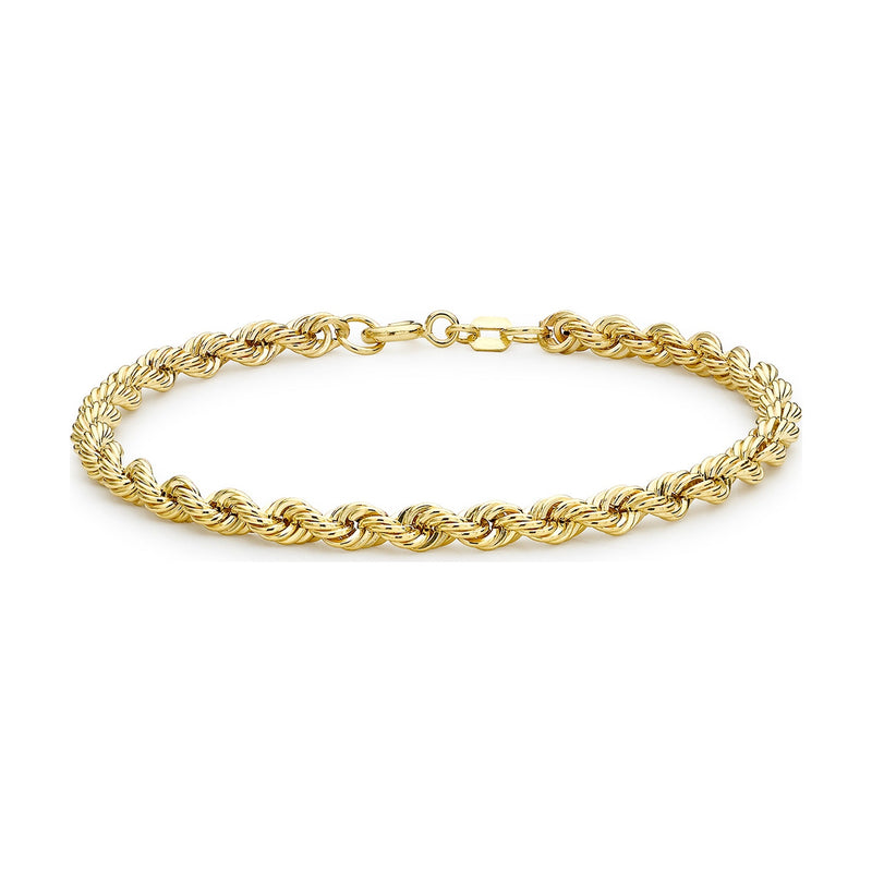 9ct Yellow Gold Rope Chain Bracelet — 4.5mm