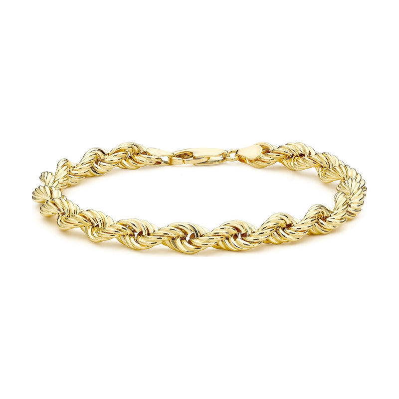 9ct Yellow Gold Rope Chain Bracelet — 6mm