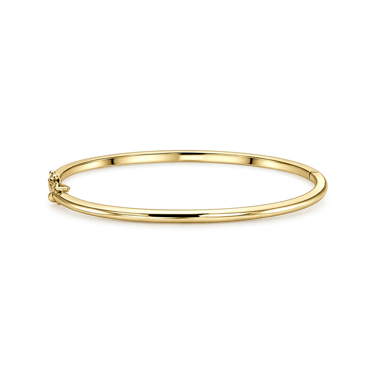 9ct Yellow Gold Round Section Polished Oval Hinged Solid Bangle