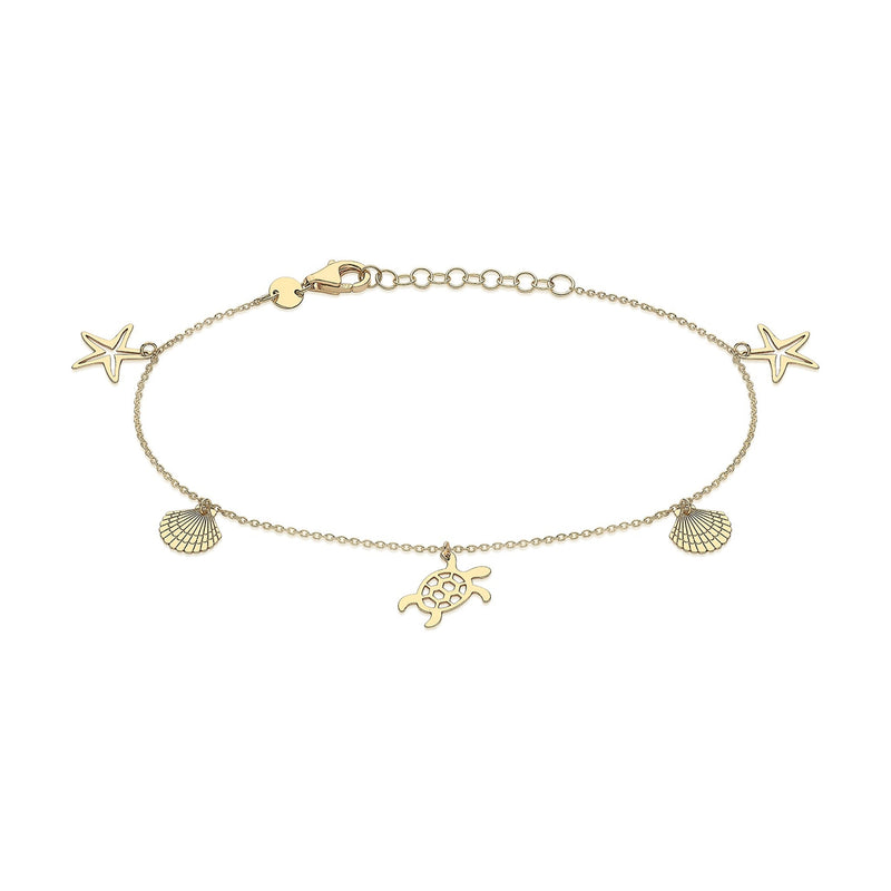 9ct Yellow Gold Sea and Sand Charm Bracelet