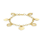 9ct Yellow Gold Seven Heart Charm Bracelet