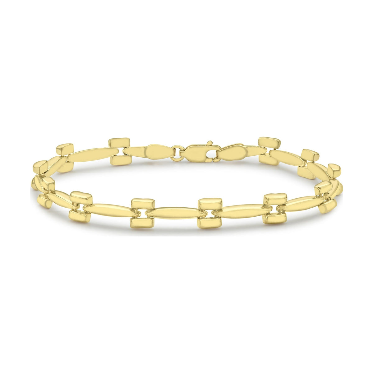 9ct Yellow Gold Square Link Bracelet — 6.5mm