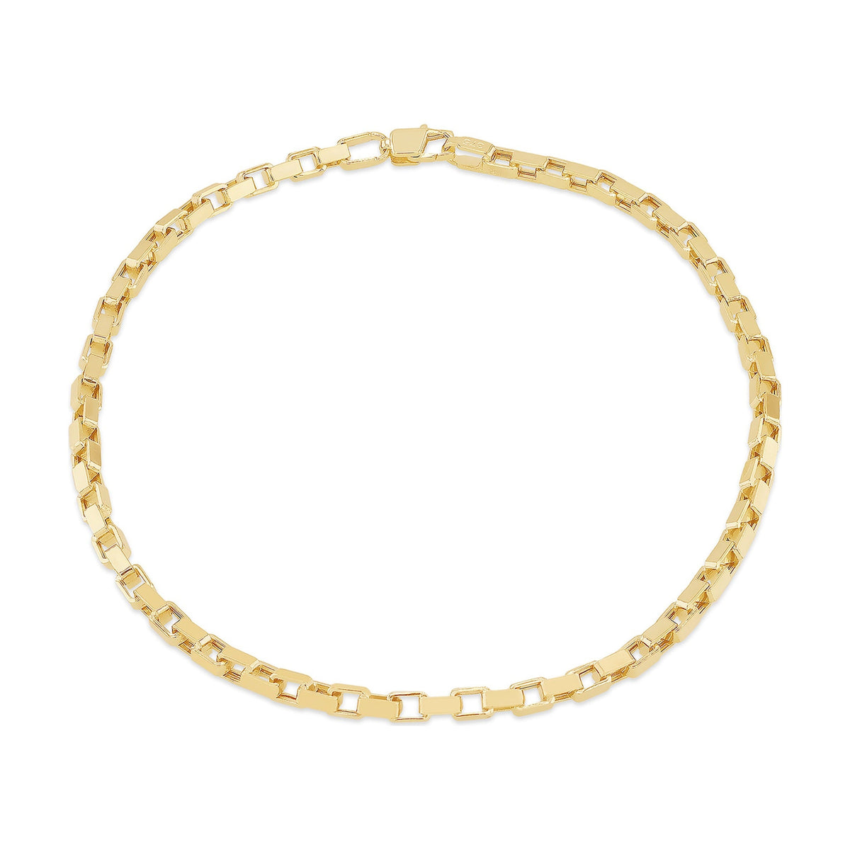 9ct Yellow Gold Square Paperclip Link Bracelet — 2mm