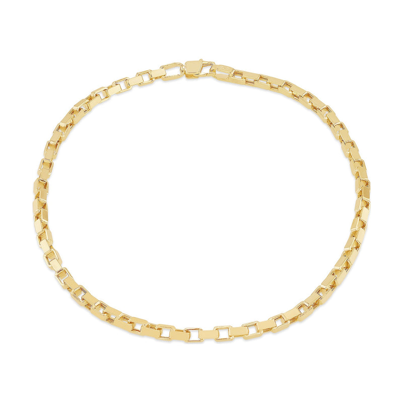 9ct Yellow Gold Square Paperclip Link Bracelet — 2mm
