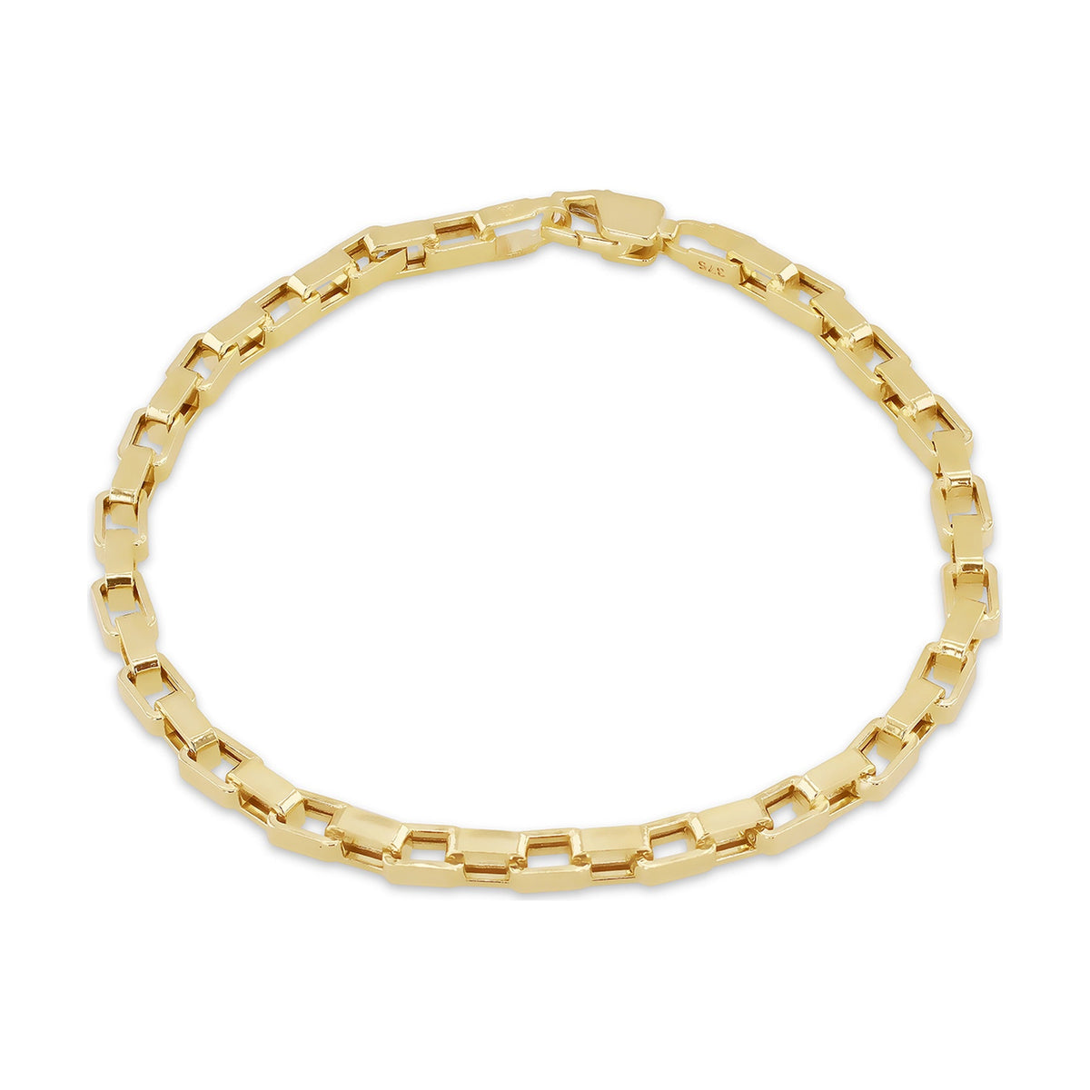 9ct Yellow Gold Square Paperclip Link Bracelet — 3.4mm