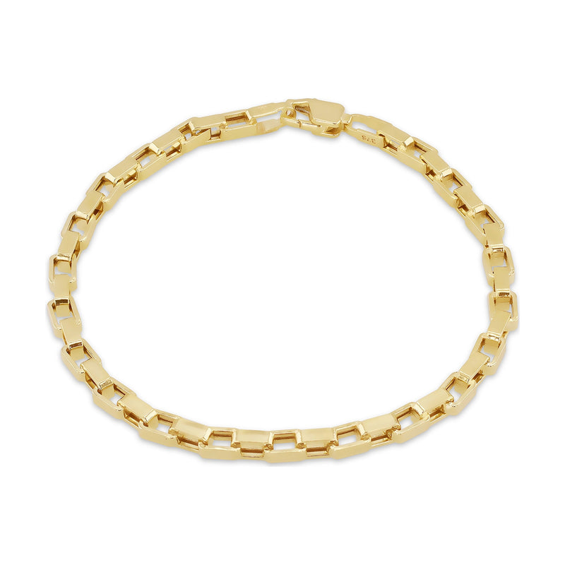 9ct Yellow Gold Square Paperclip Link Bracelet — 3.4mm