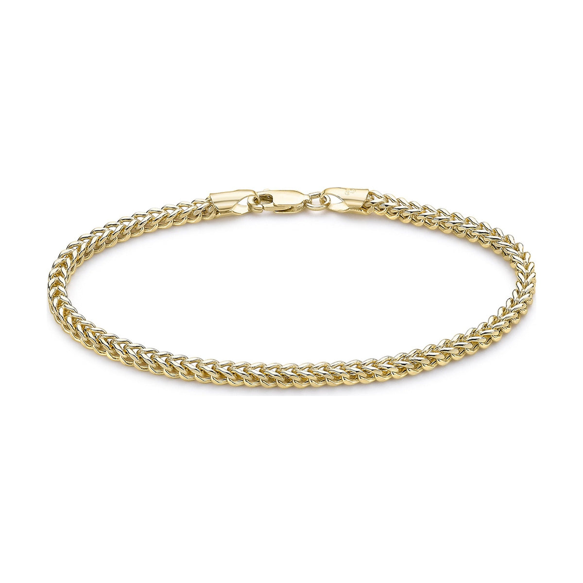 9ct Yellow Gold Square Spiga Bracelet — 3mm