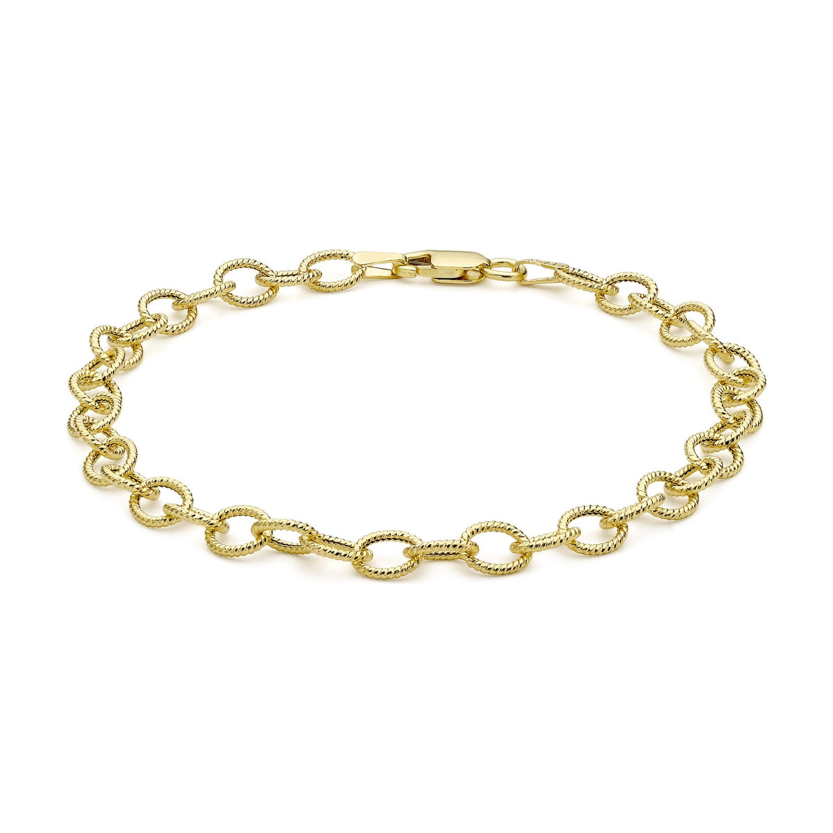 9ct Yellow Gold Textured Belcher Bracelet — 5mm