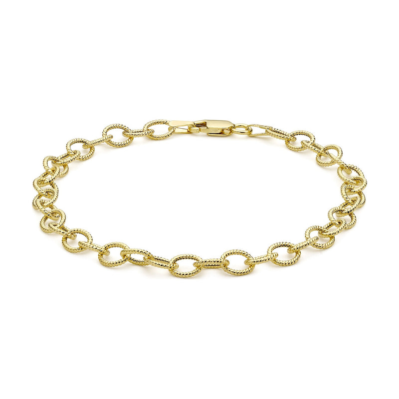 9ct Yellow Gold Textured Belcher Bracelet — 5mm