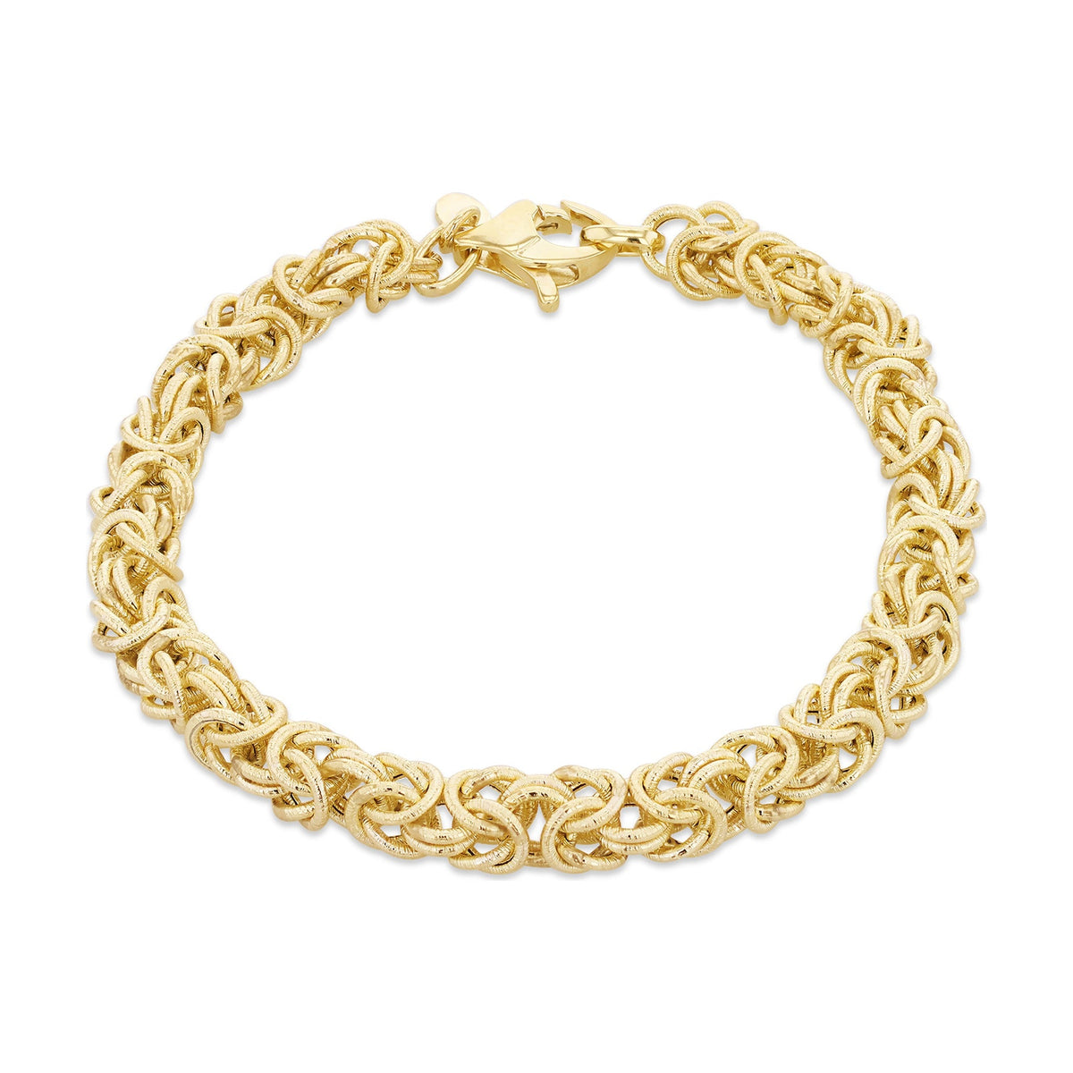 9ct Yellow Gold Textured Byzantine Bracelet — 5.4mm