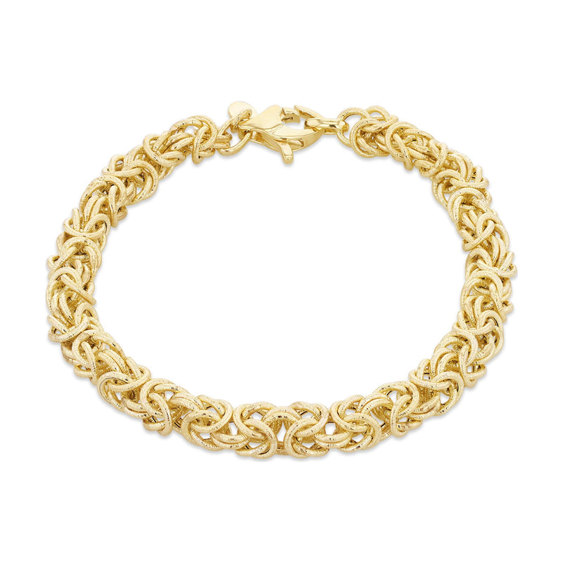 9ct Yellow Gold Textured Byzantine Bracelet — 5.4mm