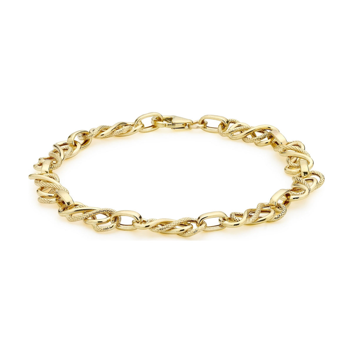 9ct Yellow Gold Textured Celtic Link Bracelet — 7mm