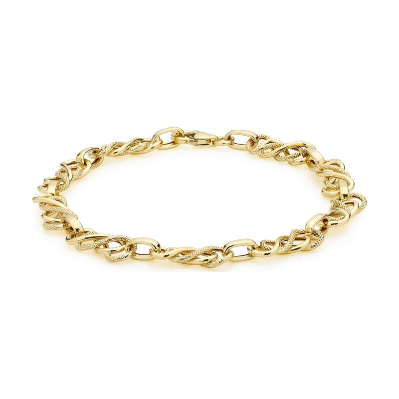 9ct Yellow Gold Textured Celtic Link Bracelet — 7mm