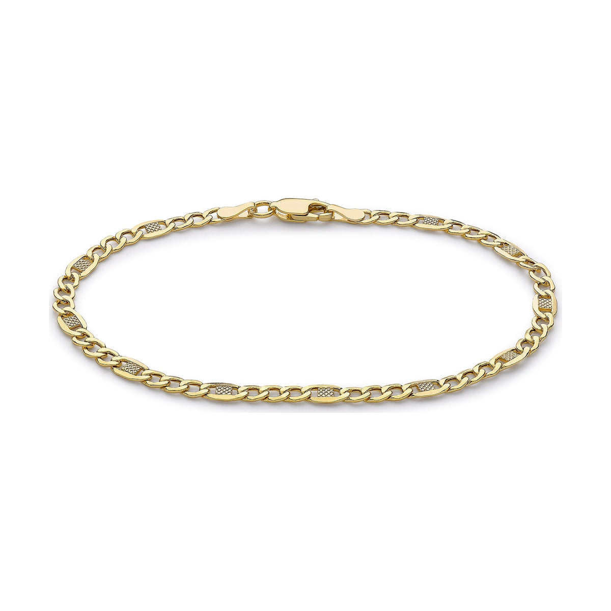 9ct Yellow Gold Textured Curb Link Bracelet — 3.5mm