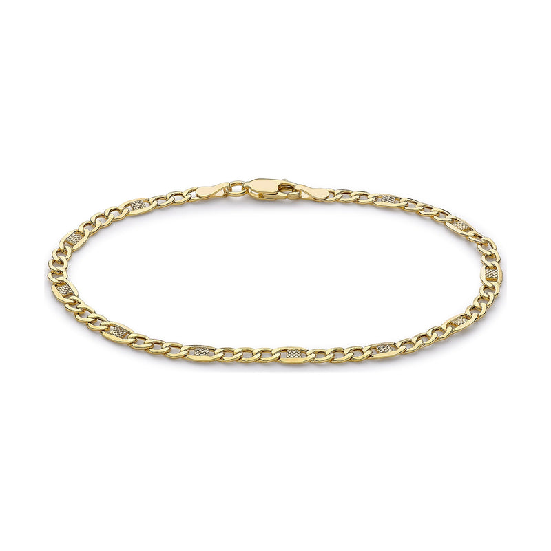 9ct Yellow Gold Textured Curb Link Bracelet — 3.5mm