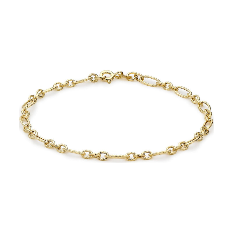 9ct Yellow Gold Textured Figaro Bracelet — 4mm