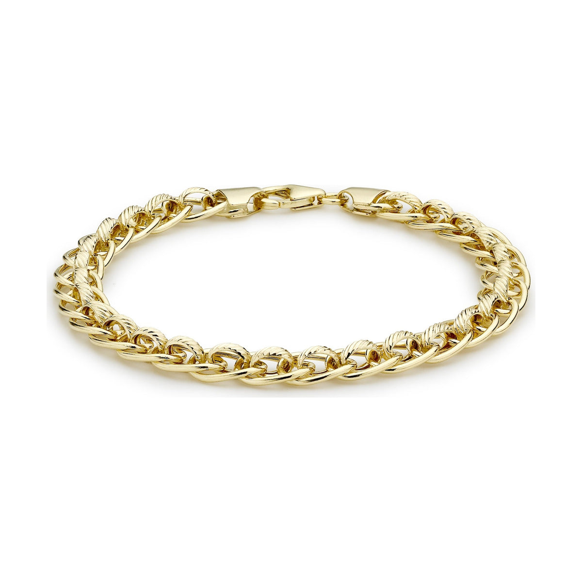 9ct Yellow Gold Textured Rollerball Bracelet — 7mm