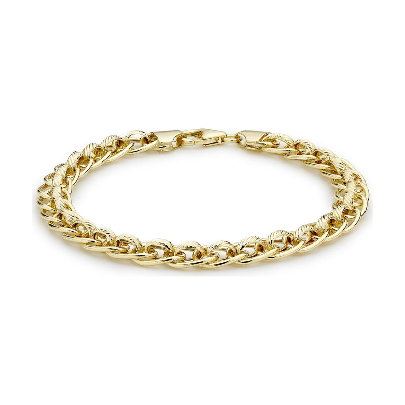 9ct Yellow Gold Textured Rollerball Bracelet — 7mm