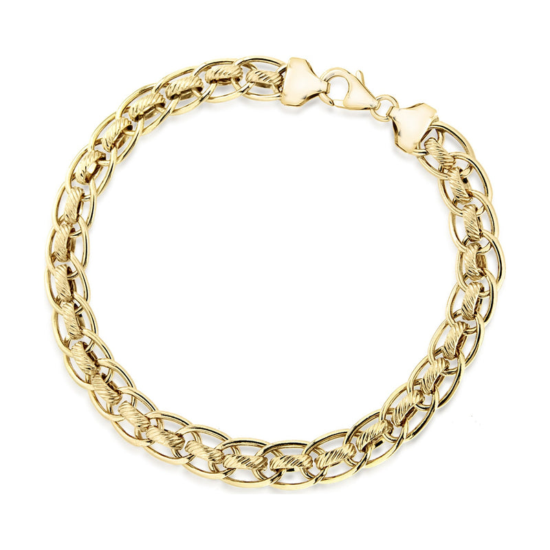 9ct Yellow Gold Textured Rollerball Bracelet — 7mm