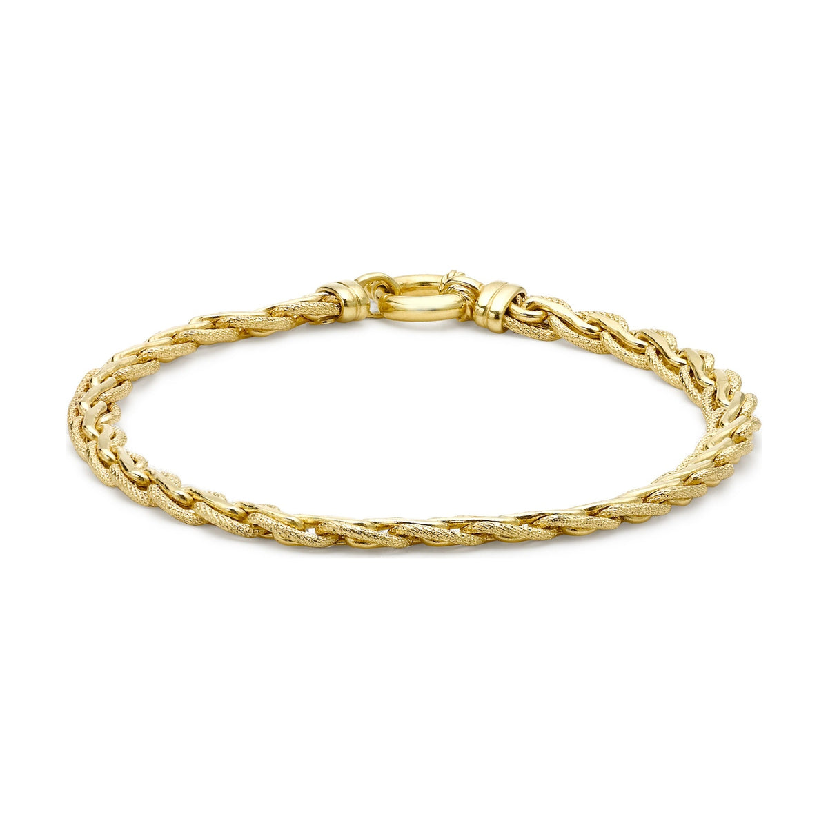 9ct Yellow Gold Textured Spiga Bracelet — 5mm