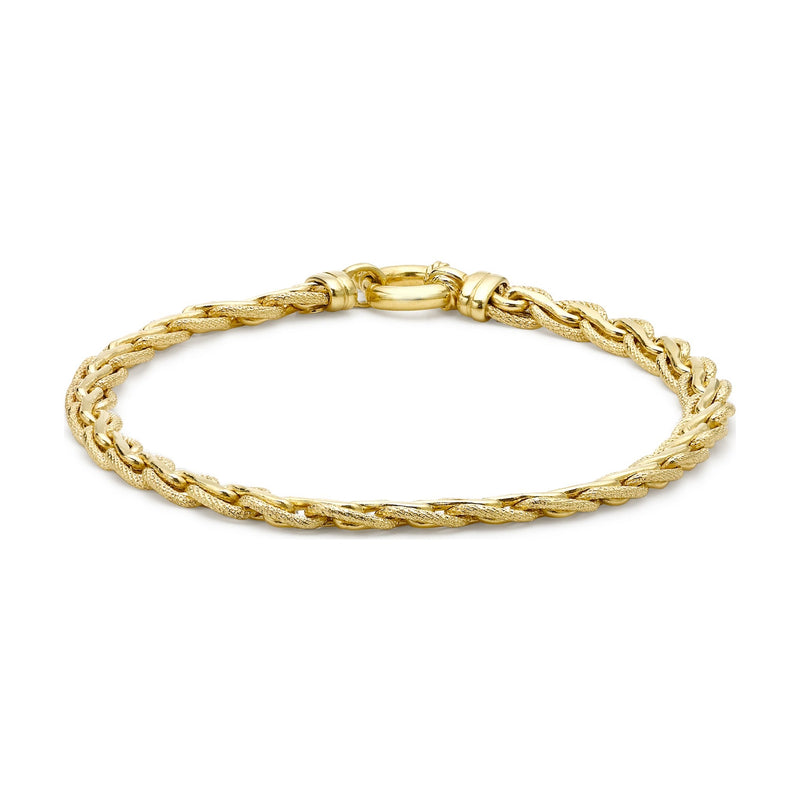 9ct Yellow Gold Textured Spiga Bracelet — 5mm