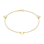 9ct Yellow Gold Three Heart Box Chain Bracelet