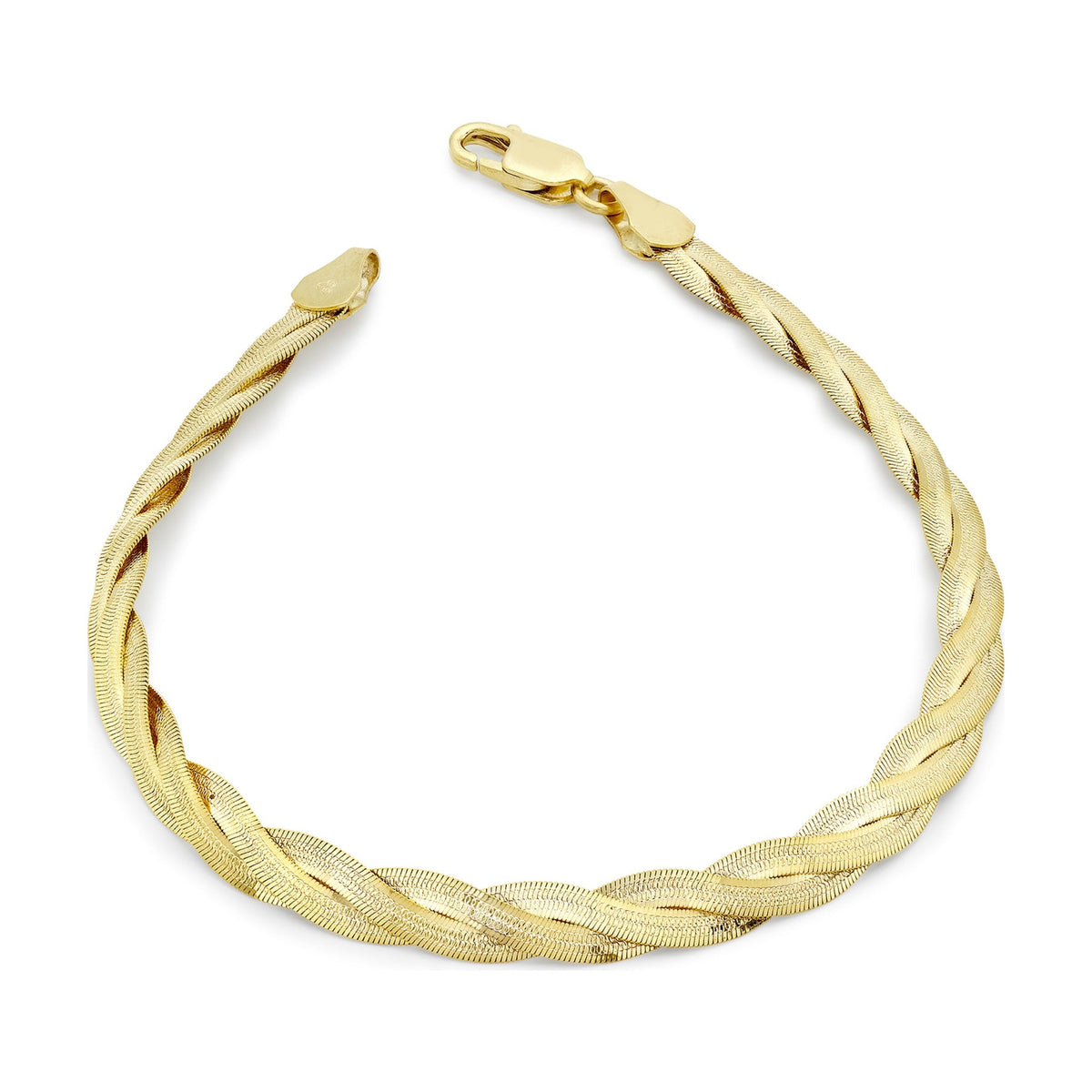 9ct Yellow Gold Three Plait Herringbone Bracelet