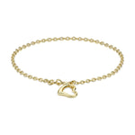 9ct Yellow Gold Trace Bracelet with Open Heart Drop