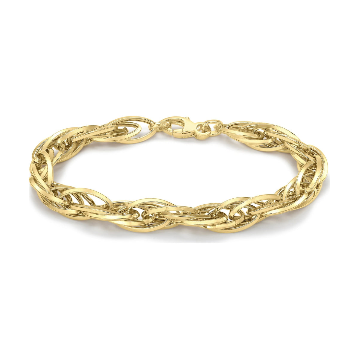 9ct Yellow Gold Twisted Oval Link Bracelet — 7.5mm