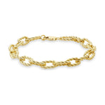 9ct Yellow Gold Twisted Rope Oval Link Bracelet — 7mm