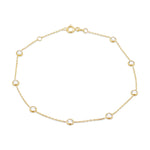 9ct Yellow Gold White Cubic Zirconia CZ Round Station Bracelet