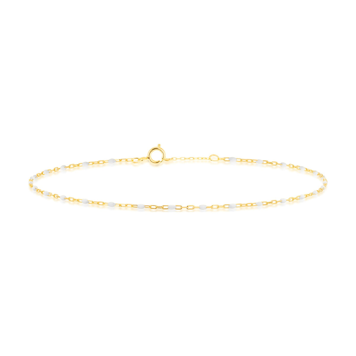 9ct Yellow Gold White Enamel Mini Paperchain Bracelet