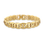 9ct Yellow Gold Wide Mariner Link Bracelet — 10.5mm