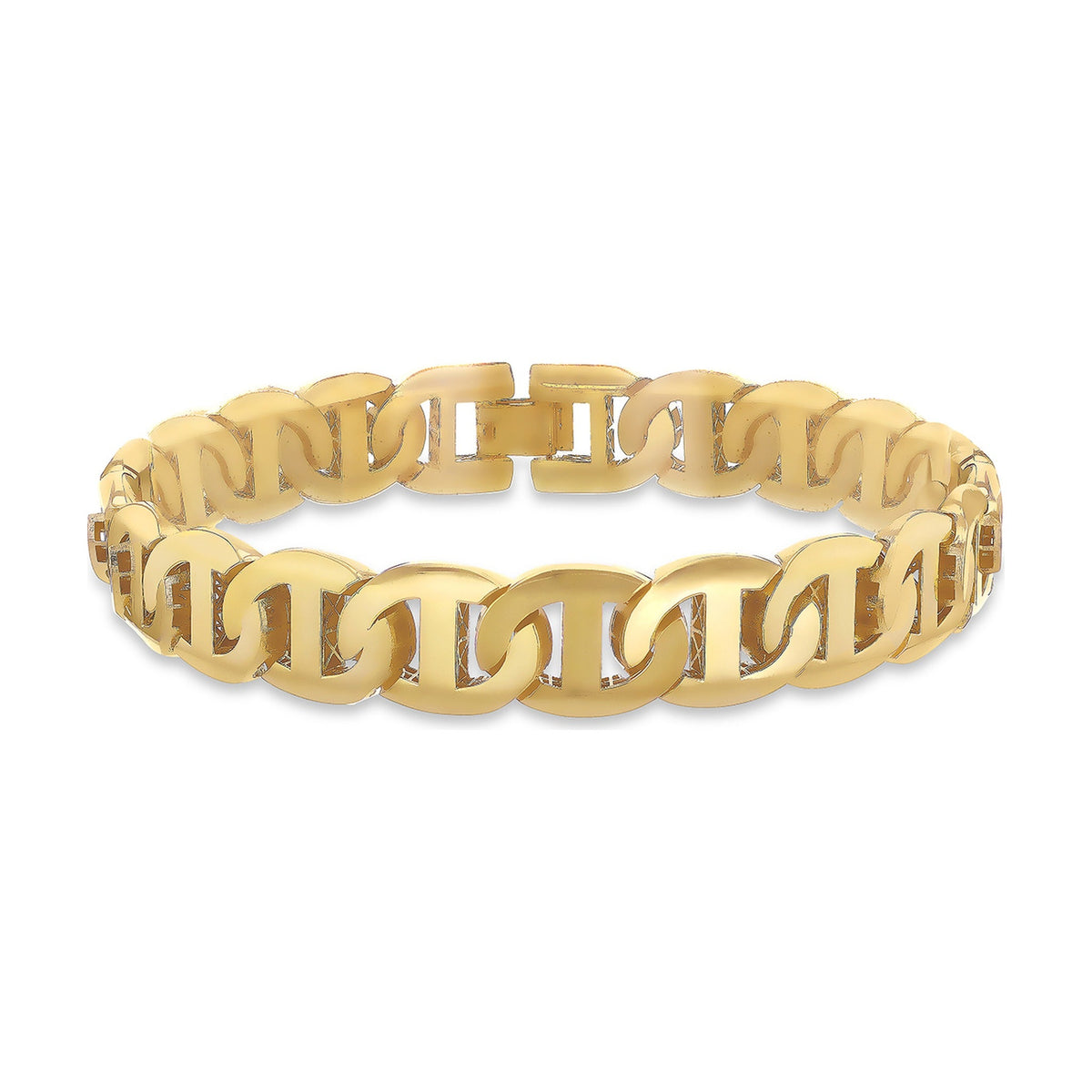 9ct Yellow Gold Wide Mariner Link Bracelet — 10.5mm