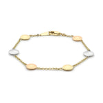 9ct Yellow, White and Rose Gold Disc Station Bracelet