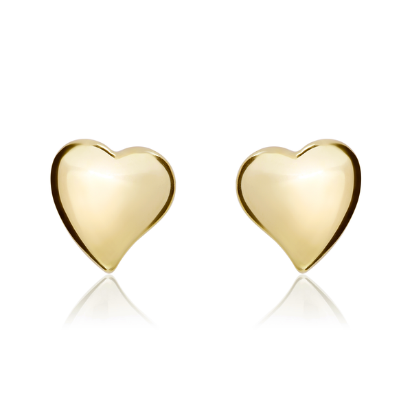 9ct Yellow Gold Polished Heart Stud Earrings