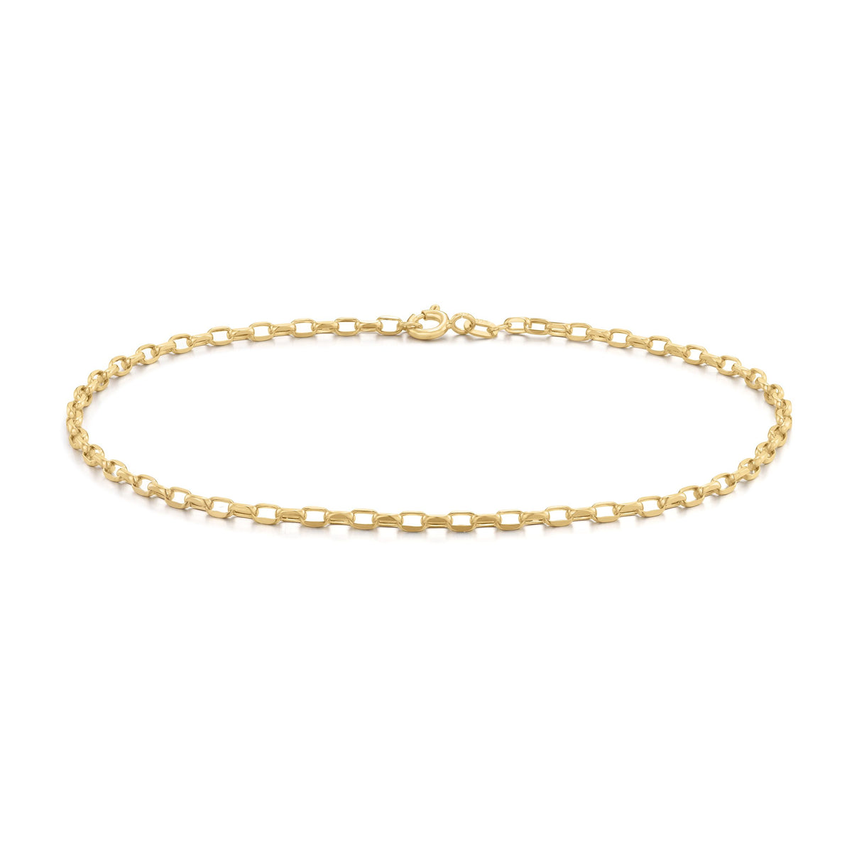 9ct Yellow Gold Diamond Cut Belcher Anklet — 2.6mm