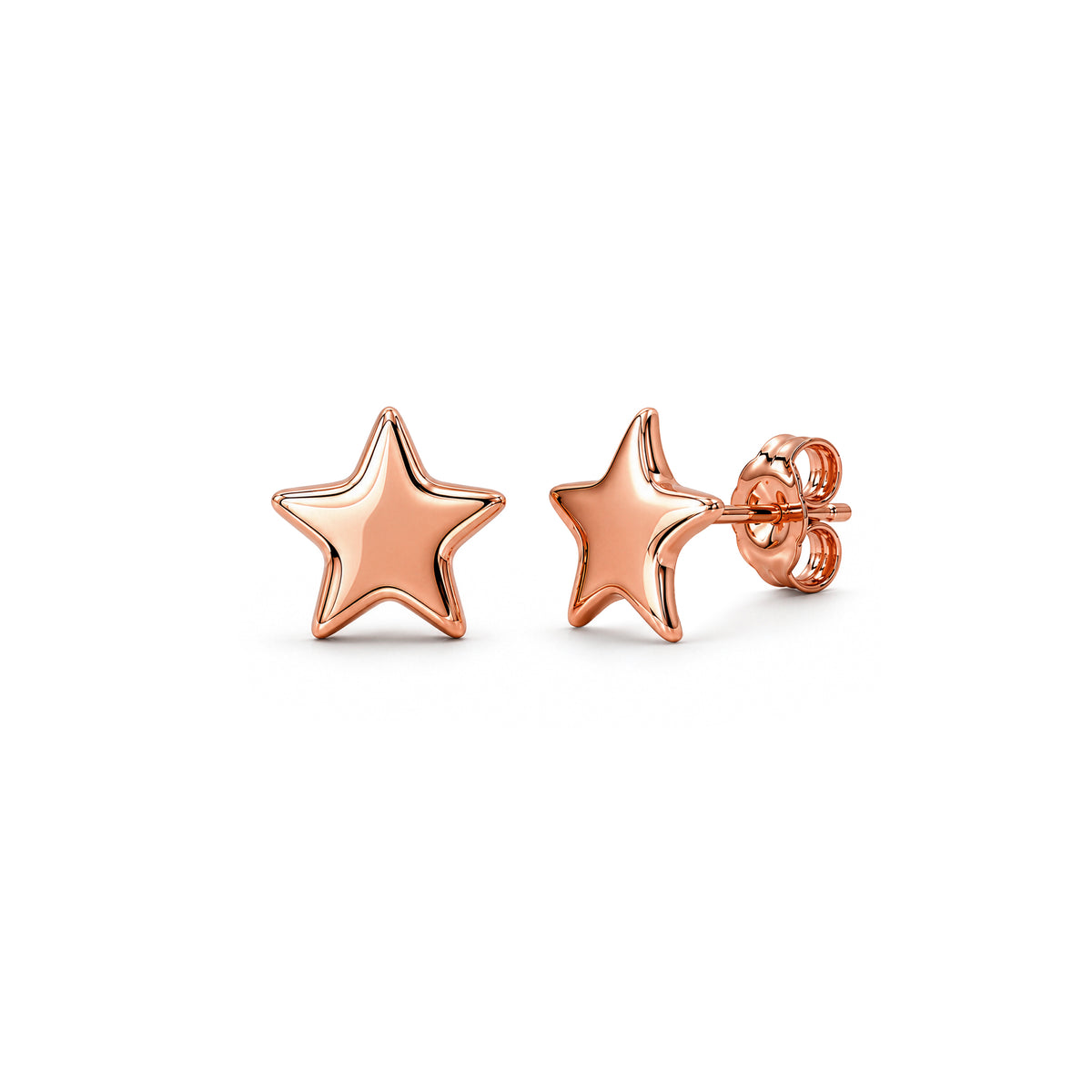 9ct Rose Gold Polished Flat Five-Point Star Stud Earrings